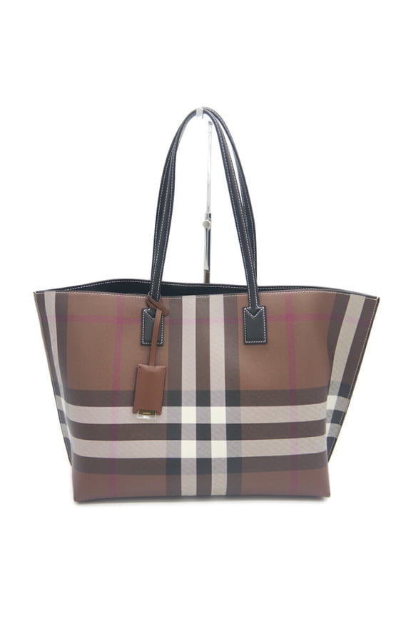 Pre-Owned BURBERRY Tote Bag LL MD SOFT TB TOTE GC9 DARK BIRCH BROWN CHK 8069659