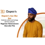 Blue Embroidered African Hand woven Aso Oke Hat