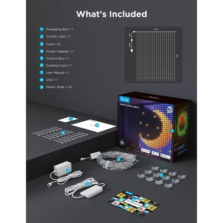 Govee Curtain Lights 2, Smart LED Lights, DIY GIF AIGC, 1040 LEDs