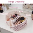 thumbnail image 6 of Travel Makeup Bag for Women, Large Capacity Portable Cosmetic Bags Make up Organizer Pouch with Handle, Flat Open Toiletry Bag for Toiletries, Brush, 6 of 9