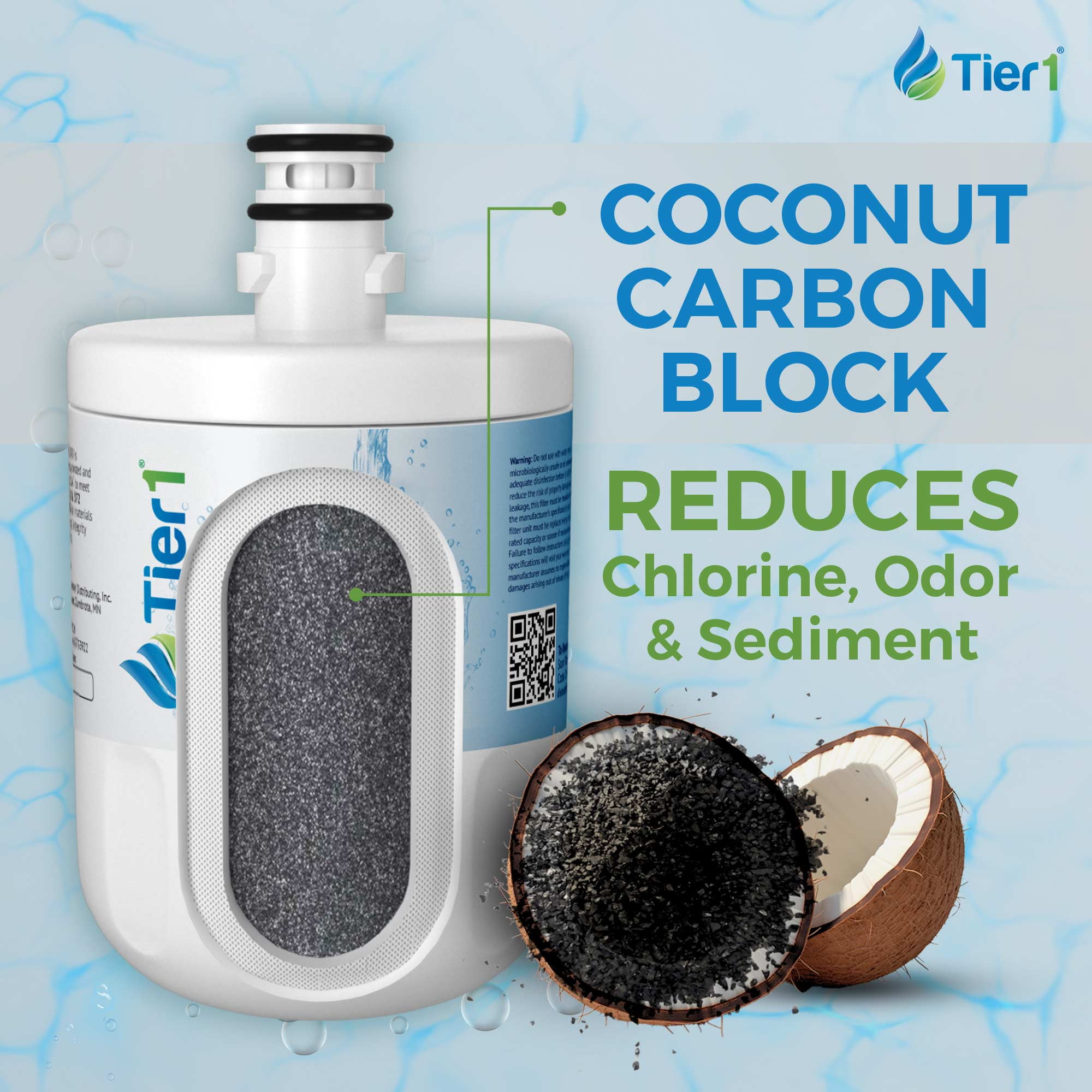 Tier1 RWF1050 5231JA2002A Refrigerator Water Filter | Replacement for LG LT500P & Kenmore 9890 Fridge Filter - Up to 12 Months Supply | Easy Install | Odor Control | Enjoy Great Tasting Water (6-pk)
