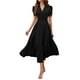 thumbnail image 1 of Vestido largo de manga corta para mujer: vestido de invitada de boda con cuello en V y mangas abullonadas, vestido de noche formal de cintura alta, tallas S-XL, 1 of 7