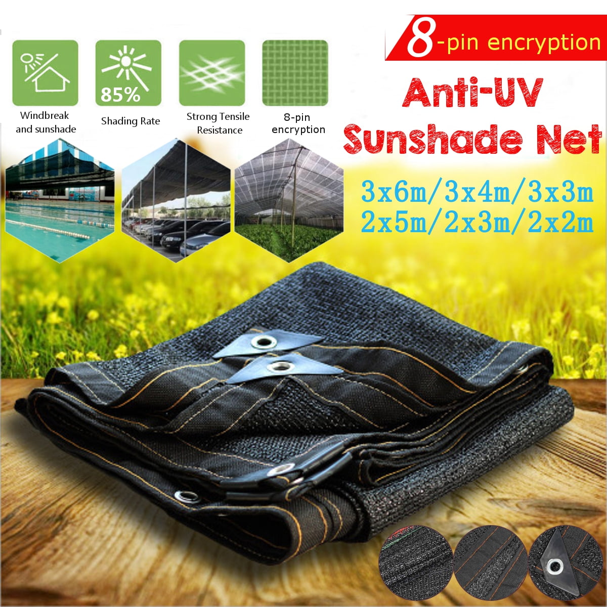 Outdoor Anti-UV Sunshade Net Mesh Garden Sunscreen Sunblock Plant Car Cover 