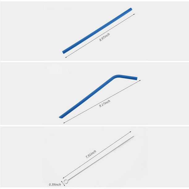 Pajitas de silicona reutilizables con 2 cepillos de limpieza pajitas largas y flexibles pajitas MABOTO Curvo