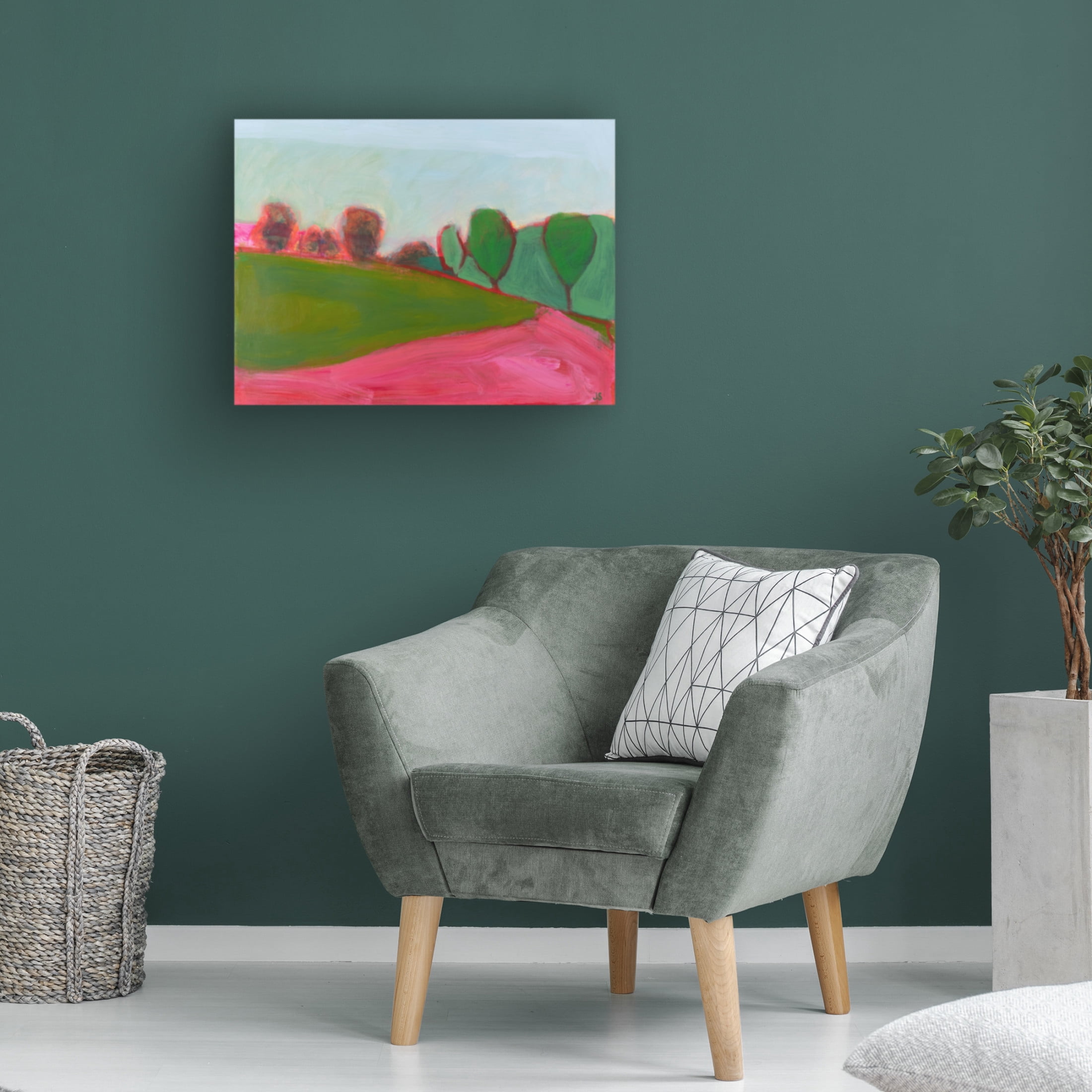 Canvas Wall Art - Jessica Singerman 'Field and Forest With Pink' Wall Art for Living Room, Bedroom, or Office Décor by Trademark Fine Art - 19 x 14 Inches