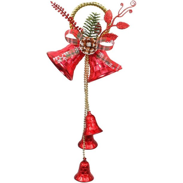 Navidad Jingle Bell Adorno para colgar en la puerta con arco Cono de pino Decoraciones para árboles de Navidad Comerciantes Campana Colgante Campana Racimo Carillón de viento Navidad De