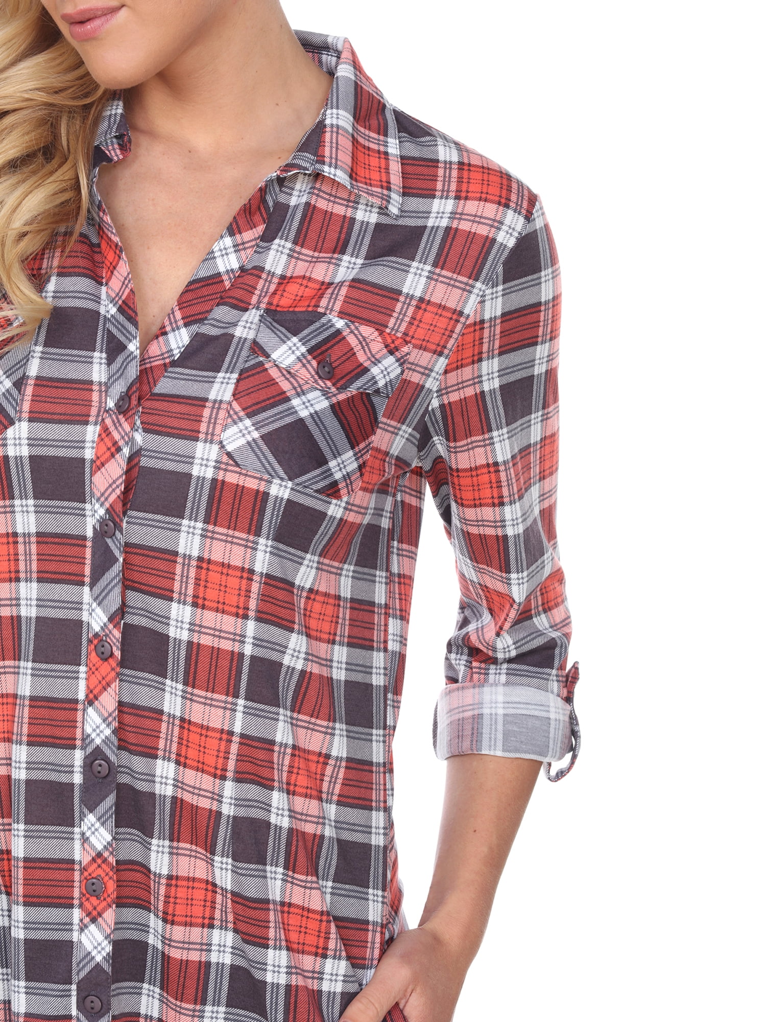 White Mark Women's Piper Plaid Tunic Top