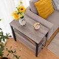 thumbnail image 4 of HOOBRO Side Table, Chairside Table with 2 Drawer and Open Storage Shelf, Narrow Nightstand for Small Spaces, Stable and Sturdy Construction, Wood Look Accent Furniture, Greige and Black BG54BZ01, 4 of 5