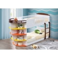 thumbnail image 2 of 100" X 41" X 57" White And Chocolate Twin Over Twin Bunk Bed With Storage Shelf, 2 of 5