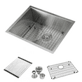 thumbnail image 1 of KBFmore 23 Inch Single Bowl Stainless Steel Handmade Kitchen Sink with 4 Pieces Sink Accessories, 1 of 1