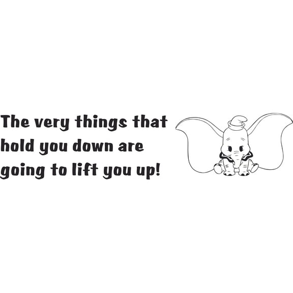 Dumbo Elephant Cartoon Will Lift You Customized Wall Decal - Custom Vinyl Wall Art - Personalized Name - Baby Girls Boys Kids Bedroom Wall Decal Room Decor Wall Stickers Decoration Size (20x40 inch)
