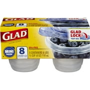 Glad Mini Round BPA- Free 4 oz Containers 8 ea (Pack of 6)