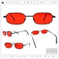 thumbnail image 2 of Timless Iconic Hipster Metal Rim Narrow Rectangle Snug Hustler Sunglasses Black - Red, 2 of 8