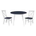 thumbnail image 6 of 42" Round Solid Wood Dual Drop Leaf Table with 2 Chairs in White/Heather Gray, 6 of 6