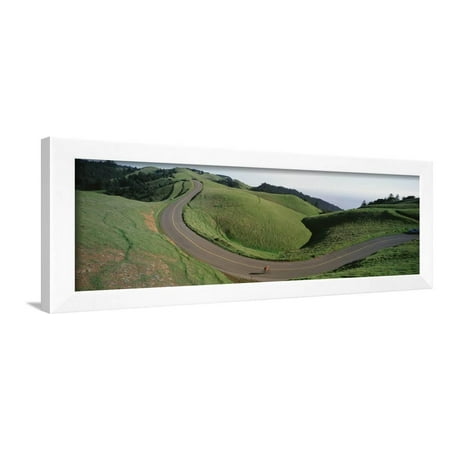 Marin Bolinas Ridge - Person Cycling on the Road, Bolinas Ridge, Marin County, California, USA Framed Print Wall Art