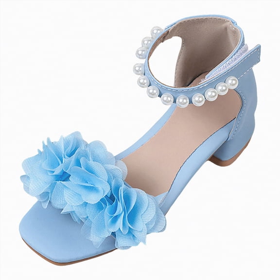 enyan Summer Sandals for Girls Girls Summer Sandals Outdoor Beach Anti-Slip Rubber Soft Sole Newborn Toddler First Walker Shoes,Blue,Size 1.5