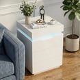 thumbnail image 2 of Lacoo Modern End Table Set of 2 with LED Lights & Charging Station, White Nightstand with 3 Drawers & Upper Storage for Living Room Bedroom, 3 Drawer, 2 of 8