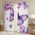 thumbnail image 2 of Manfei Kawaii Butterflies Black Out Curtains,Rustic Flower Curtains Pack of 2 (42x63 Each),White Purple Bedroom Curtains For Teens Girls,Uper Cozy Room Decor, 2 of 6