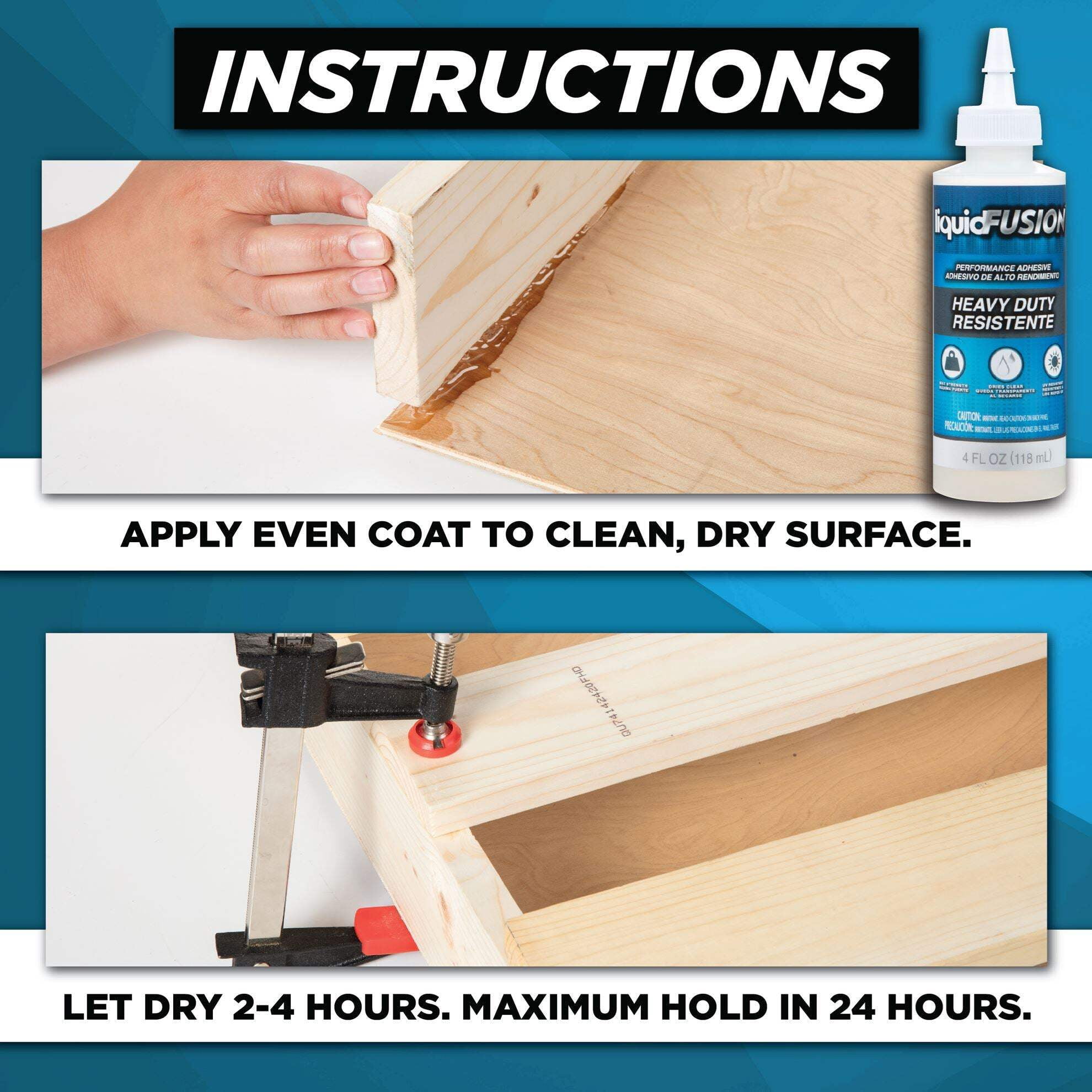 Liquid Fusion Performance Adhesive Heavy Duty Glue, 4 fl oz – Clear, Waterproof, Non-Foaming, Low Odor