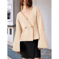thumbnail image 4 of Womens V Neck Cardigan Long Bell Sleeve Button Down Open Front Loose Knit Fall Sweater Blazer L, 4 of 10