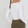 thumbnail image 5 of Blusa Mangas Largas Top con cuello en V profundo, parte superior con botones, camisa básica informal ajustada para mujer Ygjytge Blanco T L para Mujer, 5 of 5