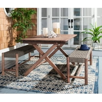 SAFAVIEH Jardin Outdoor Patio 3 Piece Dining Set, Grey Wash/Natural/Beige