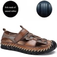thumbnail image 3 of Mens Summer Breathable Sports Sandals Leather Hiking Comfortable Slippers Closed Toe Outdoor Casual Fisherman Shoes Brown 9 US, 3 of 7