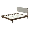 thumbnail image 2 of Christopher Knight Home Queen Upholstered Platform Bed with Solid Wood Frame, Walnut and Light Grey, 2 of 6