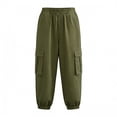 thumbnail image 5 of YUGYXL Women's Loose Linen Cargo Sweatpants Pockets Sporty Gym Athletic Fit Jogger Pants Yoga Lounge Trousers Army Green L, 5 of 5