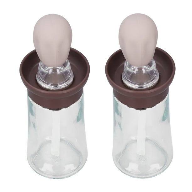 Contenedor de aceite con cepillo de silicona, contenedor de aceite de 2 piezas con botella de aceite con cepillo de silicona Dispensador de aceite con cepillo de salida de alta intensidad