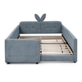 thumbnail image 4 of YIYADO Full Size Upholstered Platform Bed Frame with Cute Bunny Ear Headboard and Pockets for Boys and Girls, Platform Bed with Rails and Slats No Box Box Required, Blue, 4 of 6