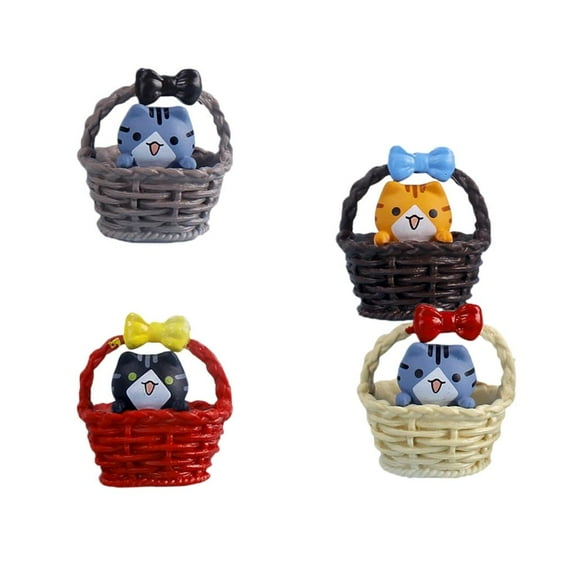 Ciwanning 4Pcs Plastic Cats Miniature Sculpture Decorative Piece For Indoor Desktop Shelf