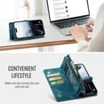 thumbnail image 4 of Wallet Case for iPhone 16 Plus, Zipper Purse Folio Leather Wallet with Card Holder Wrist Strap Detachable Magnetic Shockproof Protective Back Case for iPhone 16 Plus 6.7 inch, 4 of 9