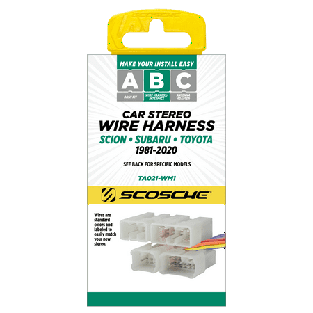 Scosche TA02-WM1 Wiring Harness Compatible w/ Select 1987-2021 Lexus, Scion, Subaru & Toyota