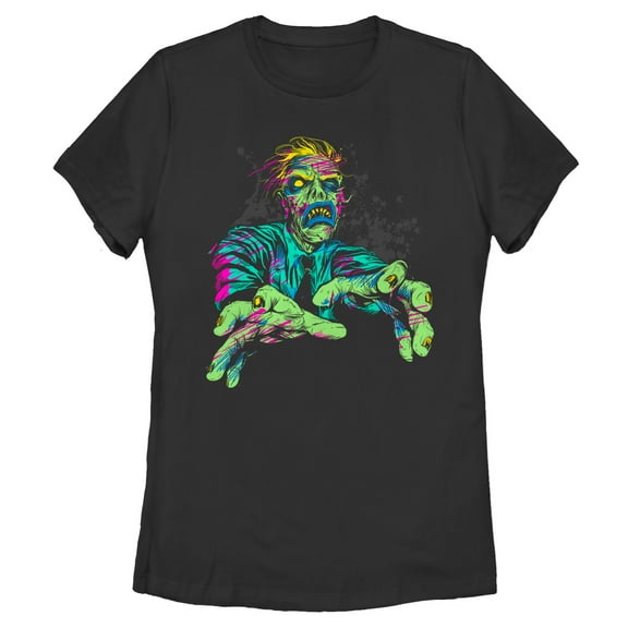 Women's Lost Gods Halloween Zombie Attack Graphic Tee Black X Large