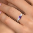 thumbnail image 4 of Gem Stone King 14K White Gold Purple Amethyst & White Zirconia 3-Stone Engagement Ring | 0.98 Cttw | Round 5MM and 4MM | Three Stone Wedding Anniversary Promise Ring for Women (Size 5), 4 of 6