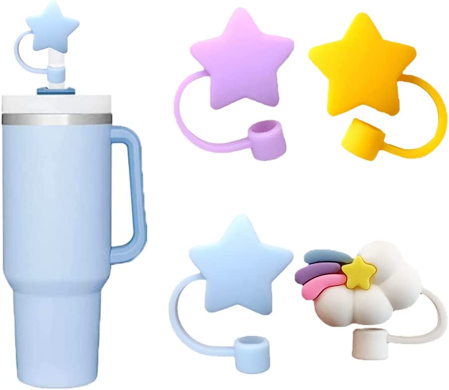 4Pcs Straw Tip Covers, Food Grade Reusable Silicone Toppers, Colorful