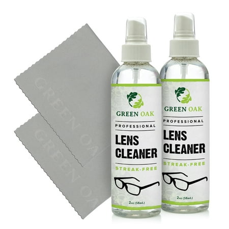 Lens Cleaner Spray Kit - Green Oak Professional Lens Cleaner Spray with Microfiber Cloths - Best for Eyeglasses, Cameras, and Lenses - Safely Cleans Fingerprints, Bacteria, Dust, Oil (2oz Travel (Best Eyeglass Cleaner Spray)