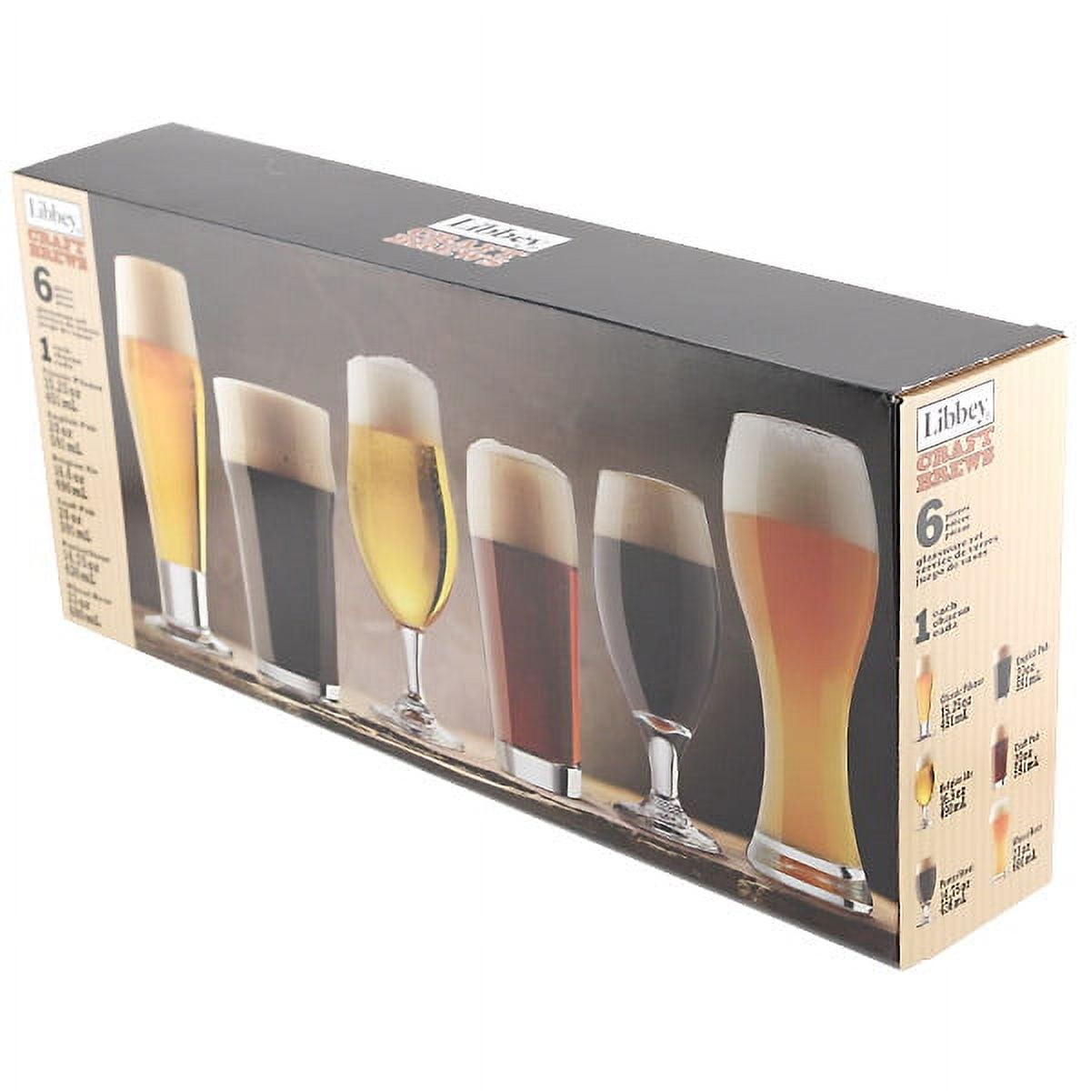 Libbey Craft Brews Assorted Beer Glasses, Set of 6