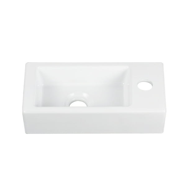 White Ceramic Bathroom Wall Mount Sink Right Hand Small Wash Bowl