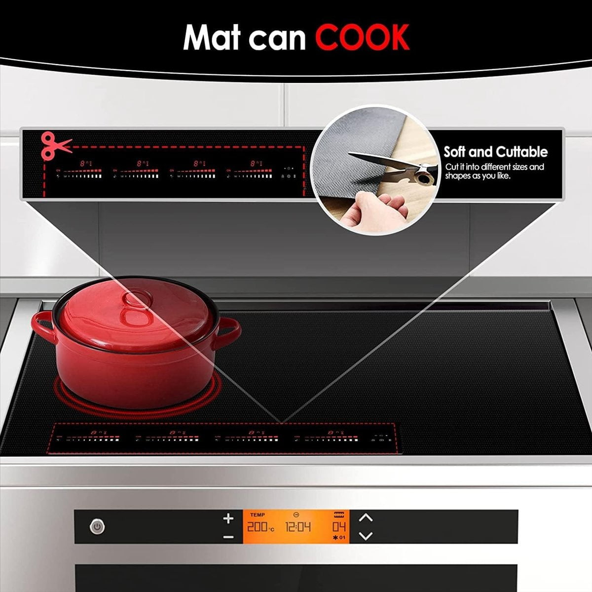 Large Induction Cooktop Protector Mat 21.2x35.4 Inch, Electric Stove Burner Covers Antiscratch As Glass Top Stove Cover