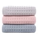 thumbnail image 1 of Paquete de 3 toallas, toalla para la cara, toalla para invitados, paños de cocina, toalla tipo gofre de algodón, toallas secas absorbentes, 25*50 cm, rosa, verde, gris, 1 of 8