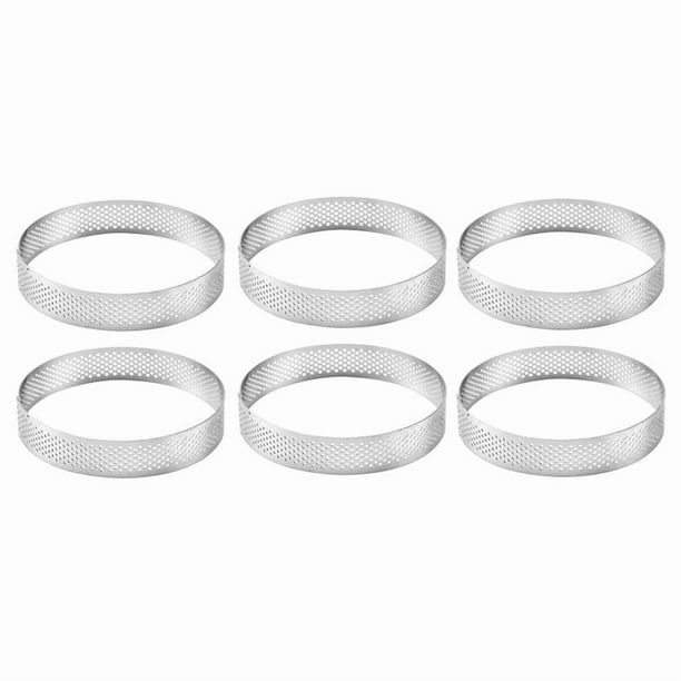 6X Moldes Redondos Agujero Acero Inoxidable para Tartas 20 cm Anillo de Tarta de Pastel de Mousse Postre de Pizza Molde