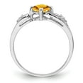 thumbnail image 2 of Auriga Fine Jewelry 925 Sterling Silver Rhodium Plated Diamond and Citrine Cushion Ring for Women Size- 6, 2 of 6