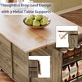 thumbnail image 4 of Ktaxon Mid-Century Modern Kitchen Island Cart with Storage, 47.2" Rolling Kitchen Storage Island on Wheels with 3 Drawers, Farmhouse Island Table with Spice Rack & Drop Leaf, Rustic Oak, 4 of 12