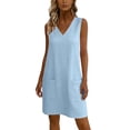 thumbnail image 5 of Bosfbaoi Dresses for Women Casual A-Line Shift Dress Loose V-Neck Sleeveless Tunic Dress with Pockets Summer Dresses for Women 2026, 5 of 7
