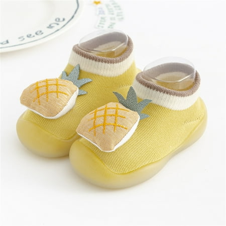 

Toddler Kids Baby Boys Girls Shoes First Walkers Cute Cartoon Antislip Shoes Socks Shoes Prewalker Sneaker Yellow 26