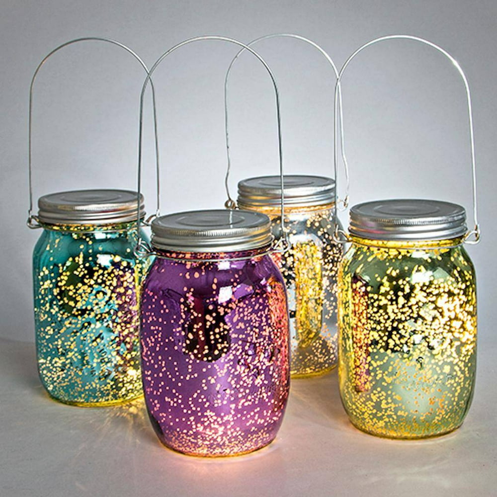 Gerson 24674 6.8" Mercury Glass Mason Jar Battery Operated Light (Set