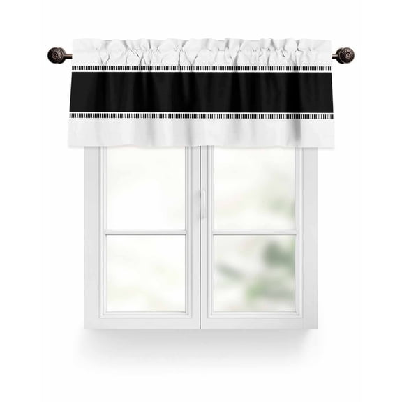 Black Farmhouse Striped Kitchen Valances for Windows White Valance Curtains  for Kitchen /Living Room/Bedroom/ Bathroom Decor, 54"x18 " ,Rod Pocket 1 Panel,