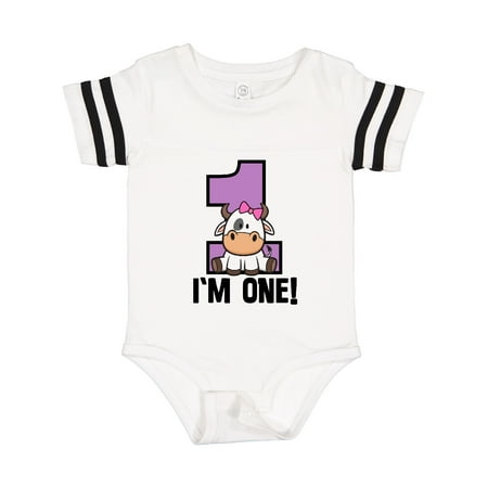 

Inktastic 1st Birthday Cow Farm Party Girls 1 Year Old Gift Baby Girl Bodysuit